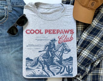 Cool PeePaws Club Shirt, Cowboy T-Shirt, Funny Grandpa Shirt, Gift for Him, Father's Day Gift, Daddy Shirt, Granddad to Be Gift, Grandfather