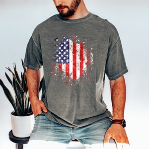 アメリカ国旗シャツ、独立記念日シャツ、ビッグアメリカTシャツ、アメリカコンフォートカラーシャツ、コンフォートカラーアメリカ国旗Tシャツ、アメリカコンフォートカラーTシャツ、アメリカシャツ