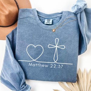 Heart and Cross Christian Shirt, Christian Sweatshirt, Christian Crewneck, Faith Base, Gift for Christian, Spiritual Gift, Comfort Colors