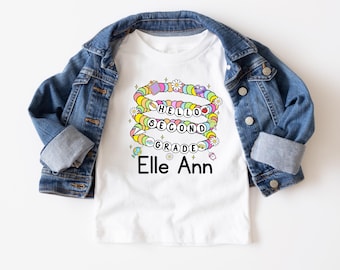 Personalized Back to School Kids Shirt, Second Grade Custom Name T-Shirt, 2nd Grade Back to School Shirt, First Day of School Shirt, Kid Tee