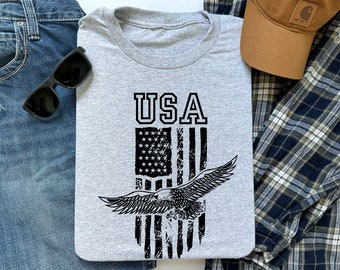 USA Flag Shirt, Distressed Flag T-shirt, 4th of July Shirt, Eagle T-shirt, USA Eagle Shirt, Usa Flag Tee, Eagle Flag Tee, 4th of July Gift