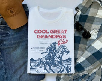 Cool Great Grandpas Club Shirt, Cowboy Western Grandpa T-Shirt, Great Grandpa Gift, Father's Day Gift, Grandpa Shirt, Grandfather to Be Gift
