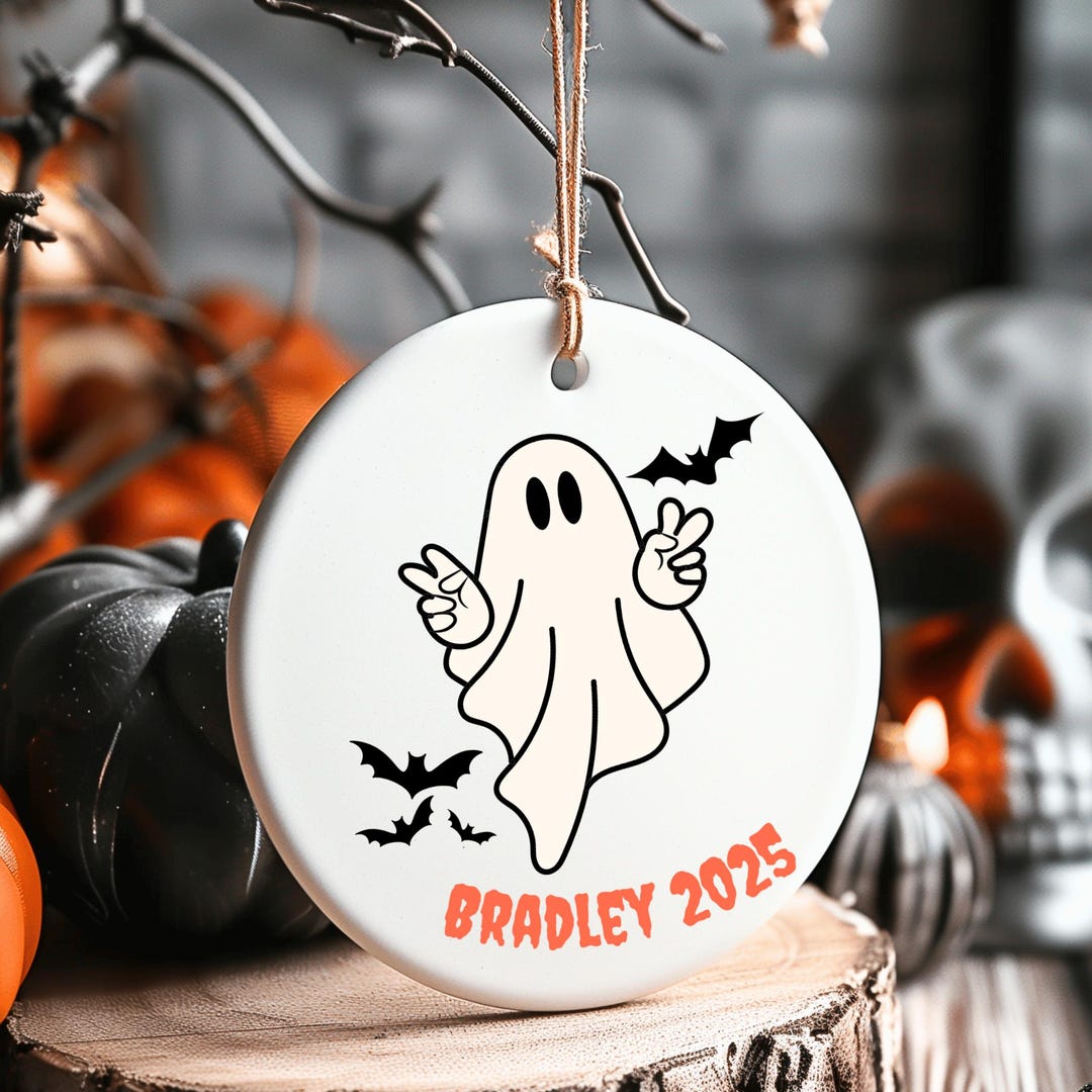 Personalized Ghost Ornament, Halloween Tree Decor, Halloween