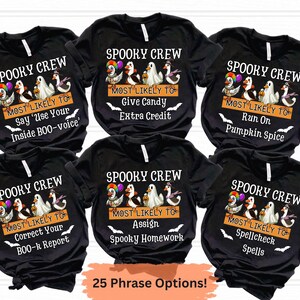 Teacher Spooky Crew Halloween Shirts, Most Likely To Group Shirts, Goose Halloween Shirt, Funny Halloween Group Shirts for Teachers