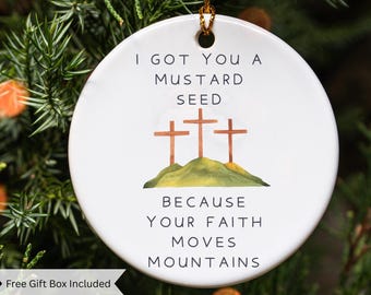 Christian Faith Ornament, Mustard Seed Gift, Christian Christmas Ornaments, Faith Based Gift, Spiritual Christmas Ornament