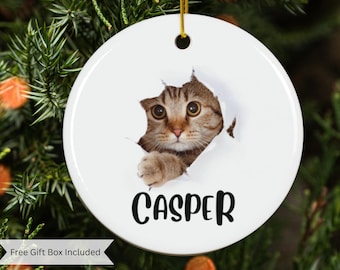 Personalized Cat Ornament, Cat Christmas Ornament, Pet Christmas Gift, Custom Cat Breed Ornament, Cat Lover Gift, Cat Owner Gift