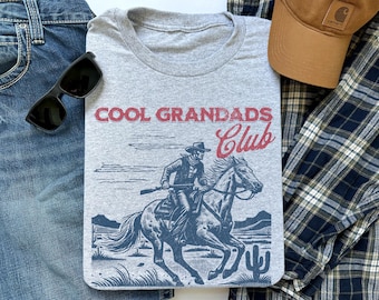 Cool Grandads Club Shirt, Cowboy T-Shirt, Funny Granddad Shirt, Gift for Grandpa, Father's Day Gift, GrandDaddy Gift, Grandfather to Be Gift