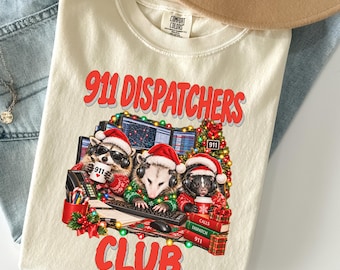 911 Dispatcher Christmas Shirt, 911 Dispatcher T-shirt, Raccoon Shirt, First Responders Gift, Team Shirts, Group Tees, Funny Graduation Gift
