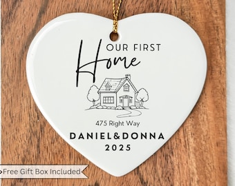 Personalized New Home Ornament, First Home Ornament, Housewarming Gift, Realtor Client Gift, Couples Home Ornament, Family New Home