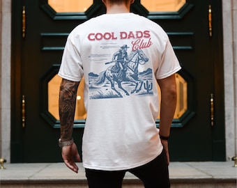 Maglietta personalizzata Cool Dads Club, maglietta da cowboy, regalo per lui, regalo per la festa del papà, maglietta per papà, regalo per futuro papà, stampa sul retro della maglietta