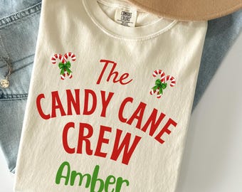 Custom Candy Cane Christmas Shirt, Teacher Group Christmas Shirts, Christmas Crew T-shirt, Xmas Holiday Tee, Comfort Colors Tshirt