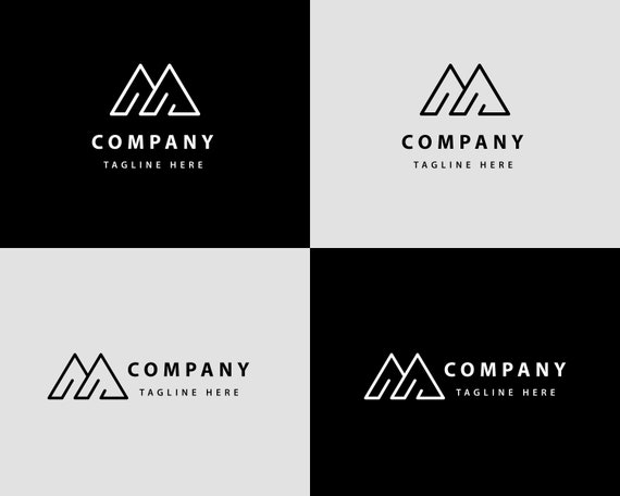 Abstract M Logo Design Mountain Symbol Monoline Initial M Etsy
