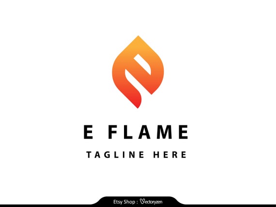 E Logo Flame Initial Icon Sign Symbol Fire Hot Burn Etsy