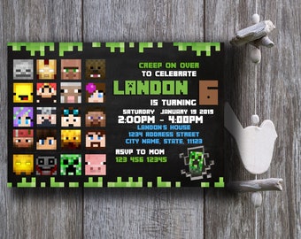 minecraft invitation etsy