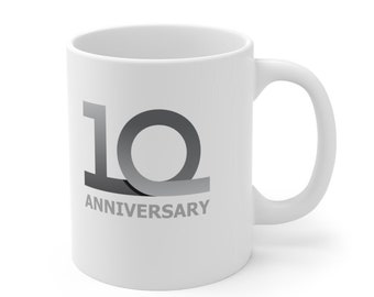 Tasse en céramique 10 ans anniversaire 11 oz