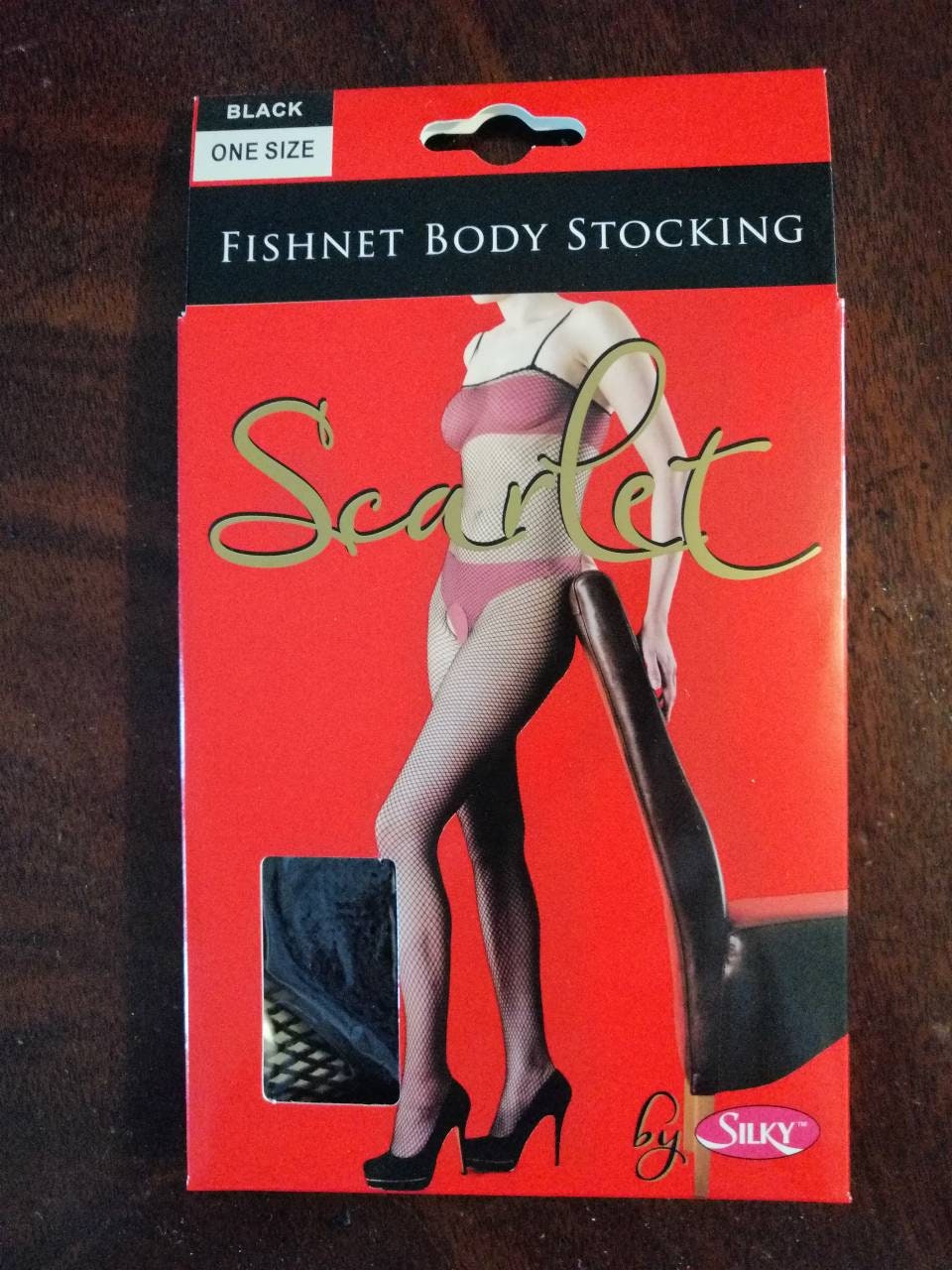Black fishnet BODYSTOCKING, one size, medium.