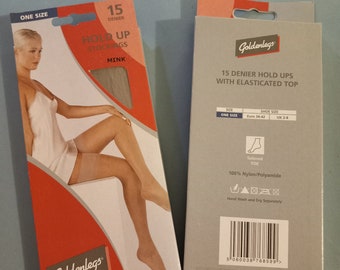 2 pairs of 15 denier hold up stockings Mink one size large