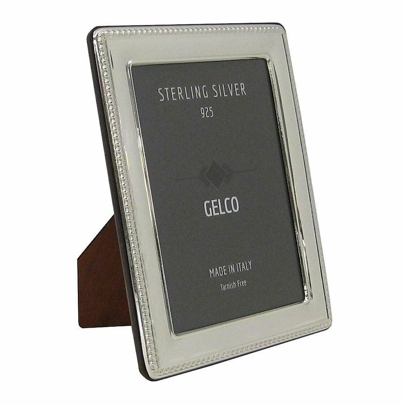 Fine Italian 925 Sterling Silver Handmade Glossy Beaded Picture Frame