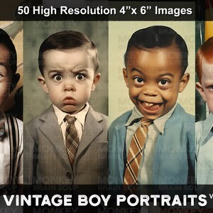 Vintage Retro old Funny Boy Portrait Photography. Boys making funny facial expressions.