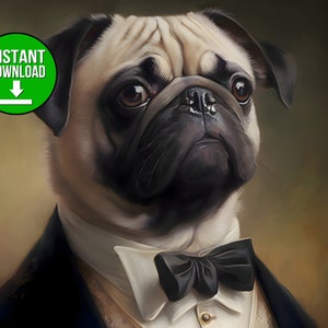 Distinguished Pug Digital Art Print Download