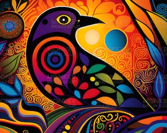 Abstract Nature Raven Painting Digital Printable Art.