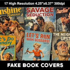 Copertina di libro in stile retrò vintage per lavori artigianali, collage, biglietti e diari spazzatura. Download istantanei stampabili per progetti vintage!