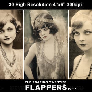Vintage Style flappers from the roaring twenties. Printable Download pack of 30 high res images for scrapbooks, collages, & crafts. Part 2