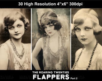 Estilo vintage das melindrosas dos anos 20. Pacote para download com 30 imagens em alta resolução para scrapbooks, colagens e artesanato. Parte 2