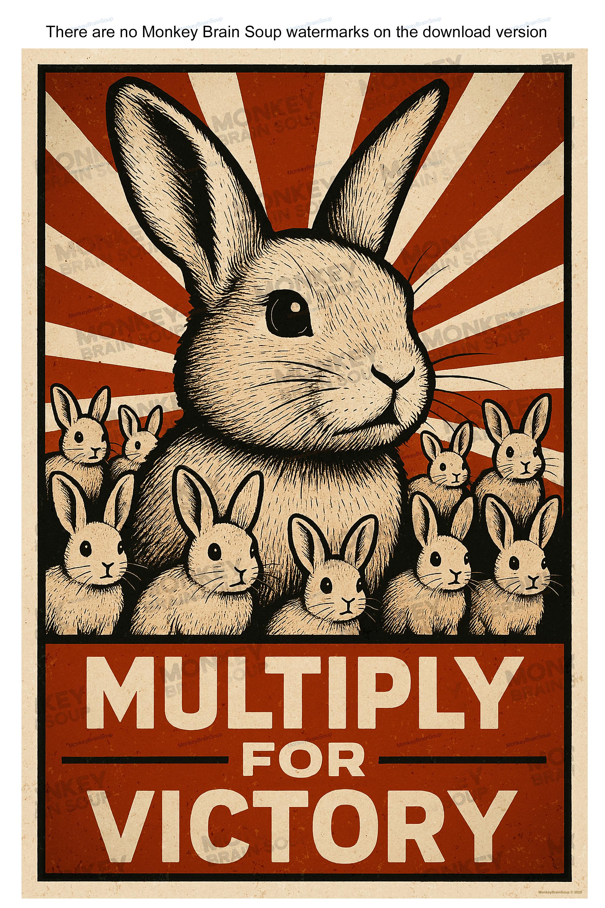 Rabbit Propaganda Poster – WWII Style Bunny Wall Art – Vintage ...