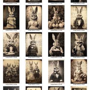 Vintage Style Cute and funny Bunny Rabbits for collages, cards, crafts, scrapbooks, pins, junk journals. Instant download. 40 pack 300dpi image 4