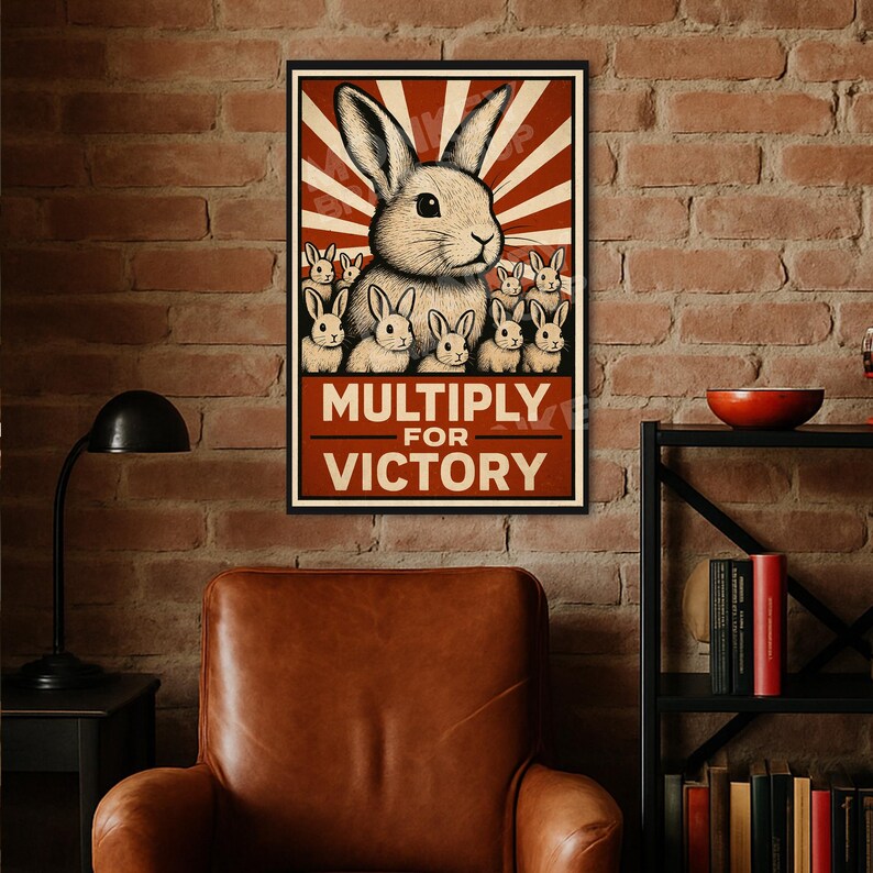 Rabbit Propaganda Poster – WWII Style Bunny Wall Art – Vintage ...