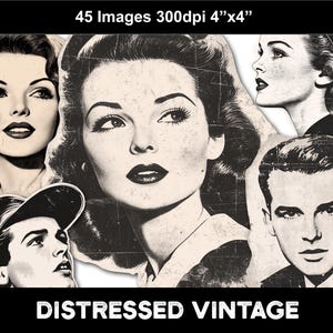Retro-Stil ClipArt von Männern und Frauen für Scrapbooks, Collagen, etc. Druckbare digitaler Download von 45 hochauflösende PNG auf transparentem Hintergrund