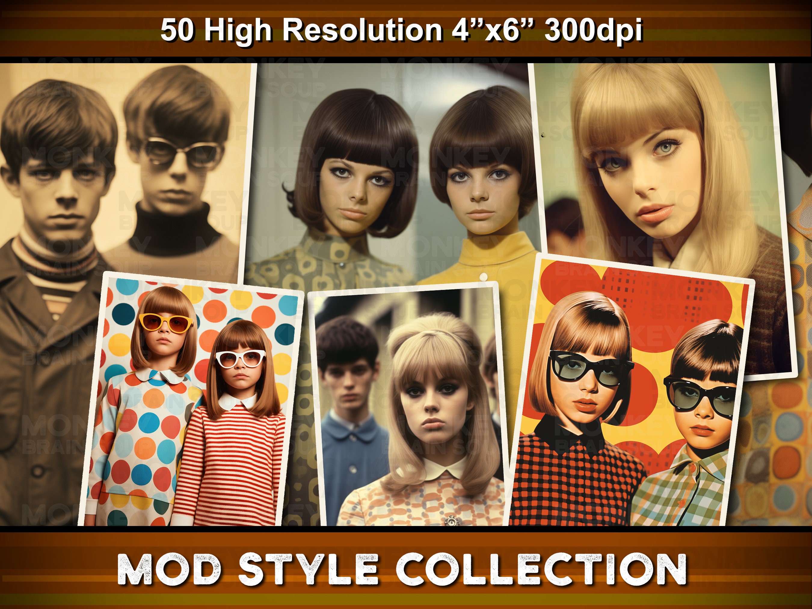 Retro 1960s mod style photos in high-res for crafts, collages, cards, and junk journals. Printable instant downloads for vintage projects!
