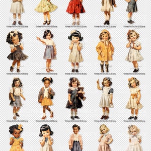 Printable Vintage Little Girl cut outs, transparent background. 300DPI, PNG files. Digital Download for junk journals, crafts, collages, etc image 4