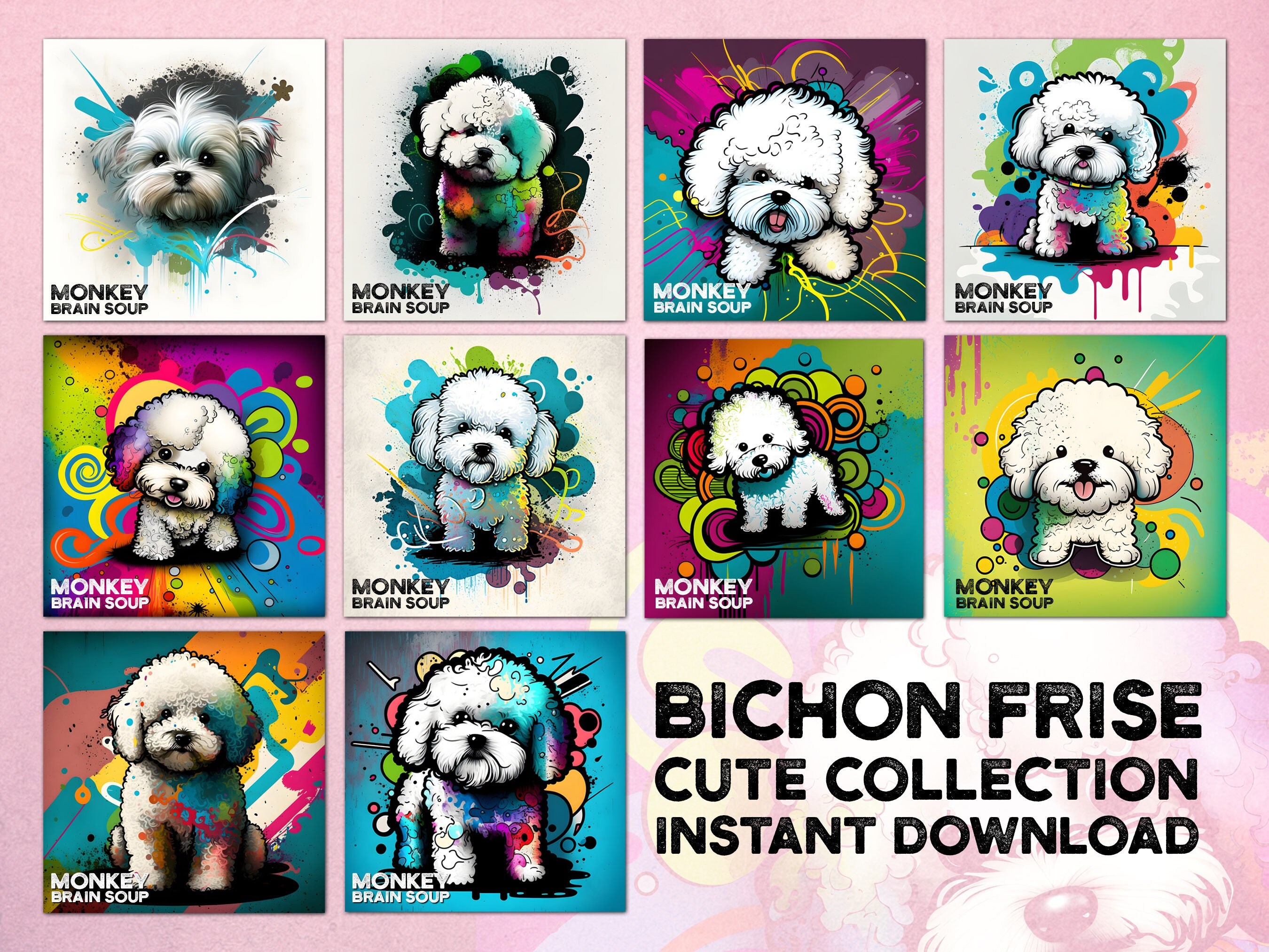 Bichon Frise Cute Collection. Printable Download Pack. - Etsy