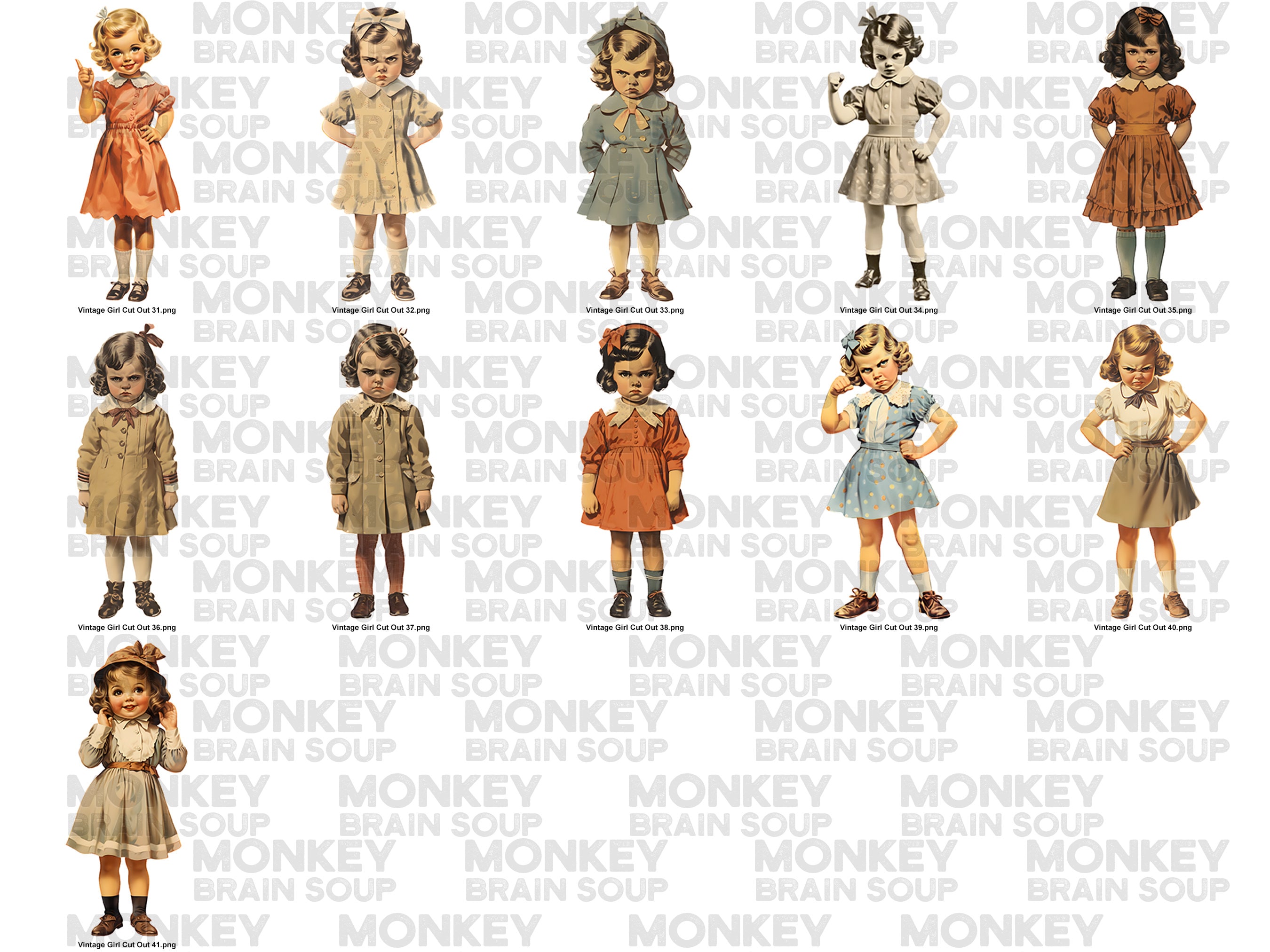 Printable Vintage Little Girl Cutouts With Transparent Background ...