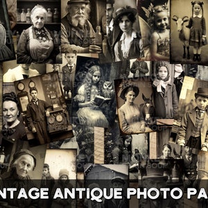 Vintage Style Photographs for junk journals, scrapbooking ephemera. Printable Download pack of 63 high resolution images.