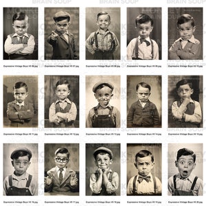 Vintage Style Funny Photos of Expressive Boys for collages, scrapbooks, cards, etc. Printable Download pack of 50 high resolution images. image 4