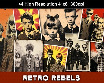 Retro Rebels: Fotos de alta resolução para artesanato, colagens, cartões e diários de lixo. Downloads instantâneos imprimíveis para projetos vintage!