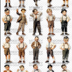 Printable Vintage Little Boys Cut Outs on Transparent Background ...