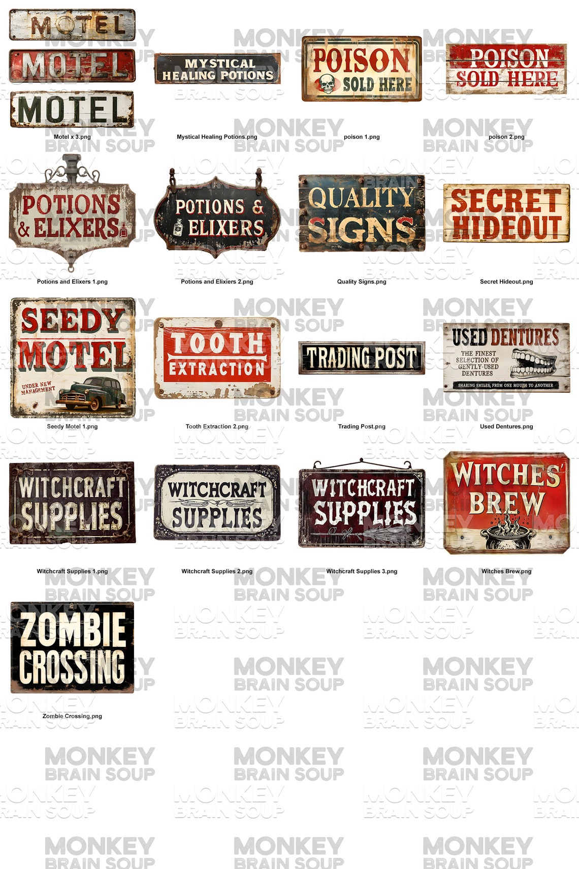 Danaged Signs Printable Vintage Style Distressed Signage From an Old Fashioned ...