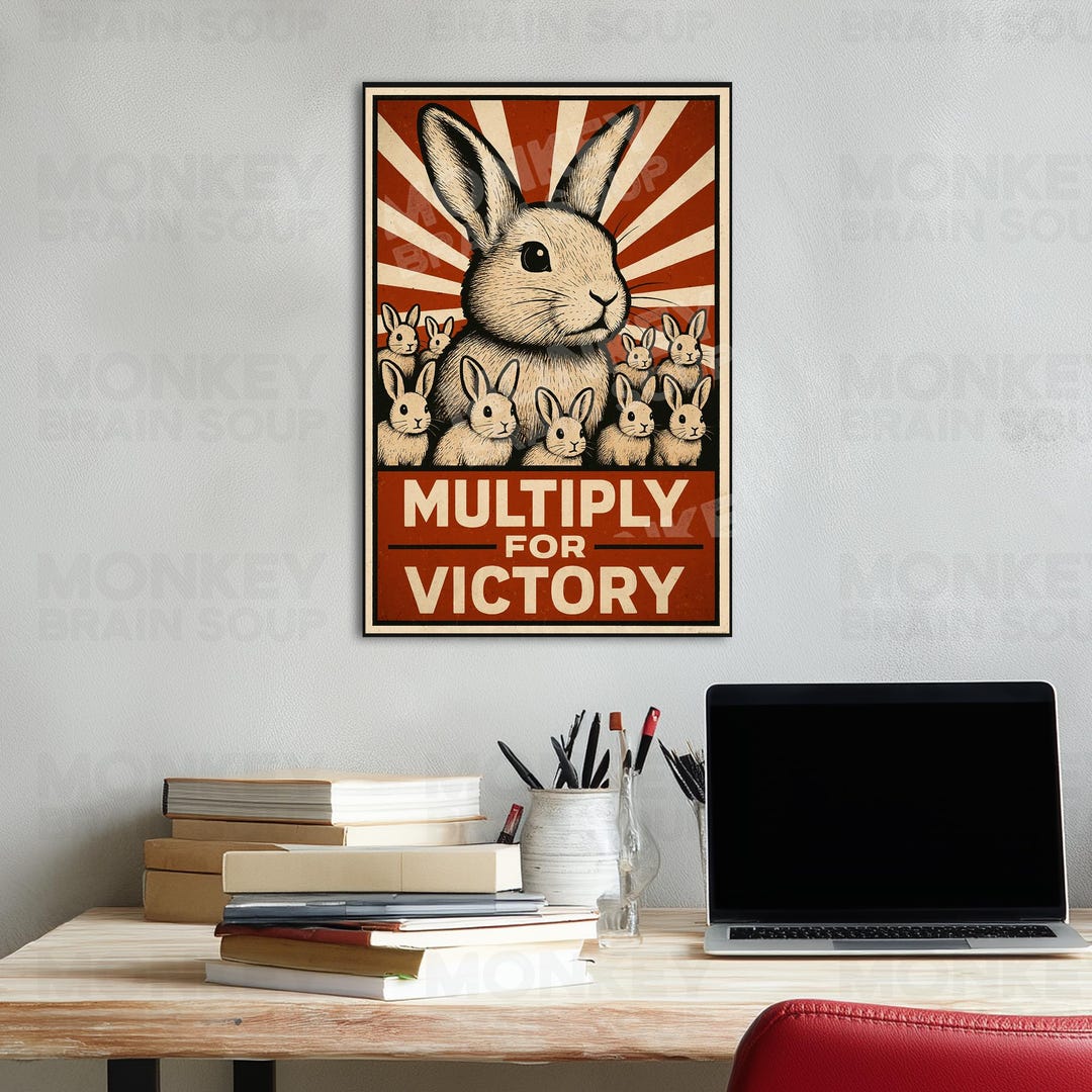 Rabbit Propaganda Poster – WWII Style Bunny Wall Art – Vintage ...
