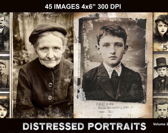 Fotos antigas com efeito desgastado, perfeitas para diários de arte e scrapbooking. Pacote para download com 45 imagens em alta resolução. Vol. 2