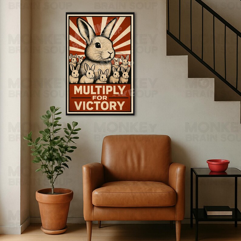 Rabbit Propaganda Poster – WWII Style Bunny Wall Art – Vintage ...