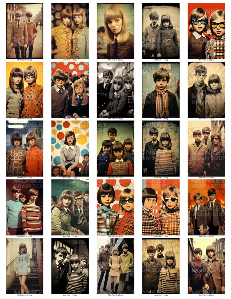 Retro 1960s Mod Style Photos in High-res for Crafts, Collages, Cards ...