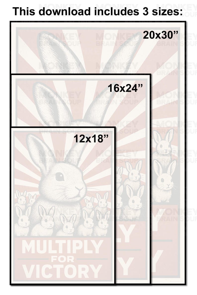 Rabbit Propaganda Poster – WWII Style Bunny Wall Art – Vintage ...