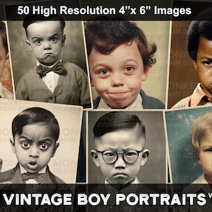 Vintage Retro old Funny Boy Portrait Photography. Boys making funny facial expressions.