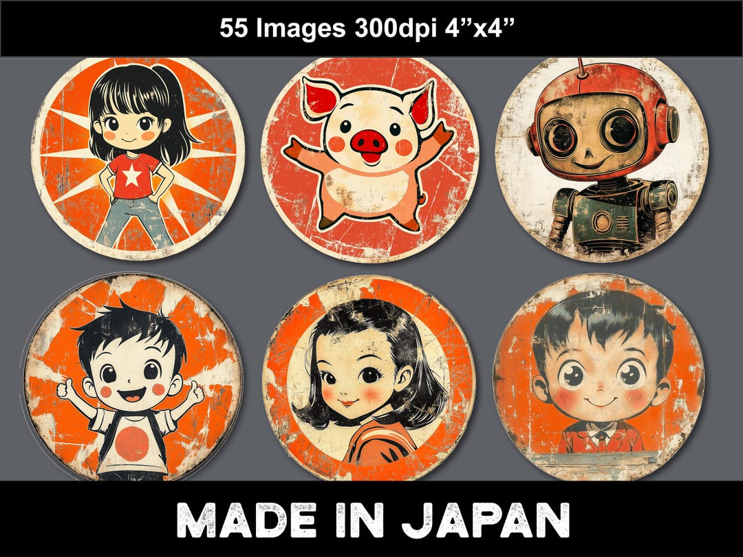Retro Style Cartoons With Transparent Background. 300DPI, PNG Files. Digital Download for Scrapbooking, Crafts, Etc. Fallout Japan Style. - Etsy Japan
