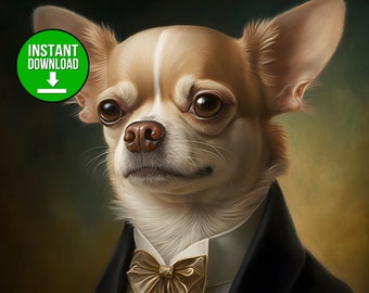 Distinguished Chihuahua. High Resolution Digital Art Print Download