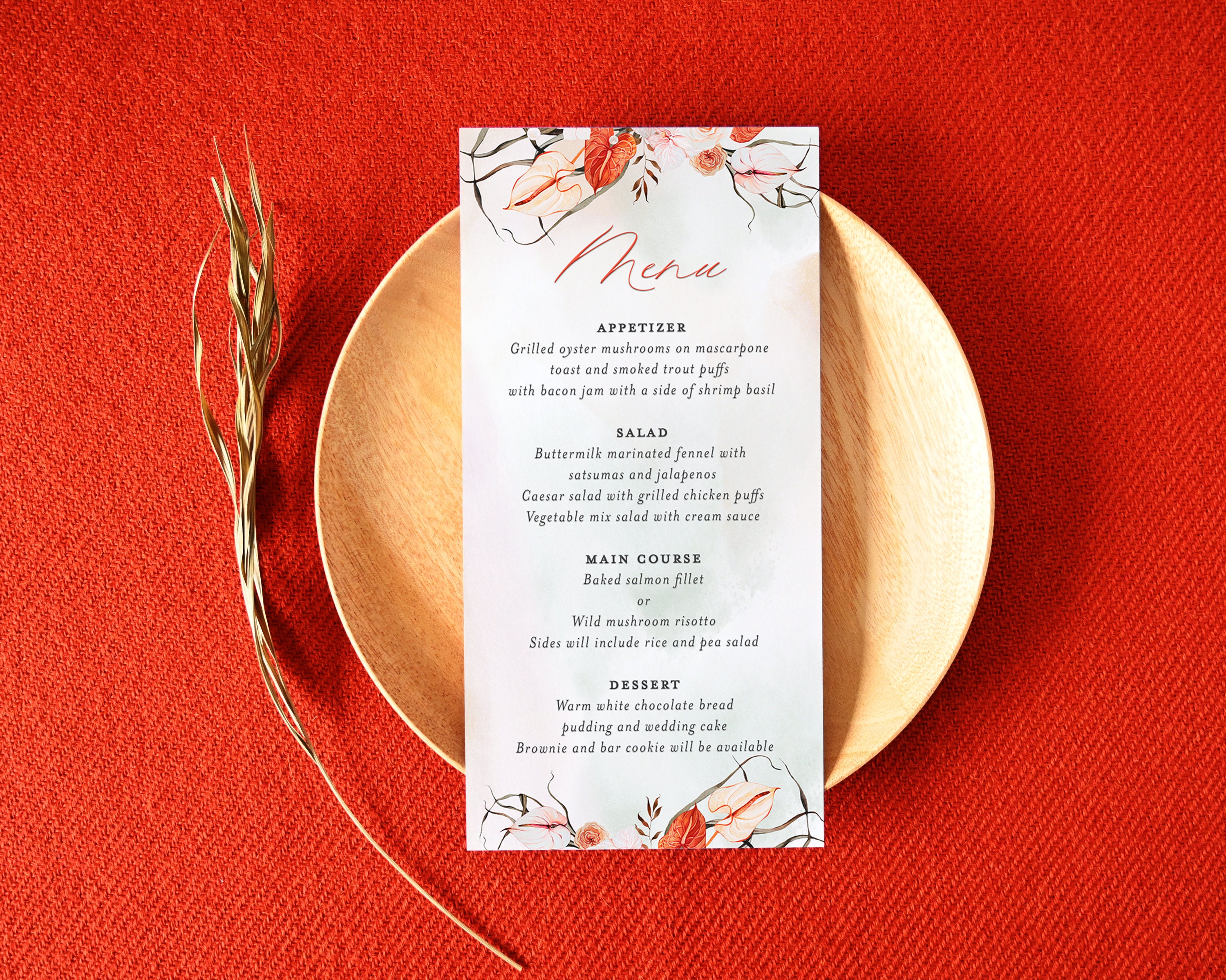 4x8 inch Menu Mockup Wedding Menu Mockup 4x8 Program Etsy